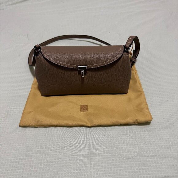 Toteme Handbags - T-Lock grained-leather clutch taupe